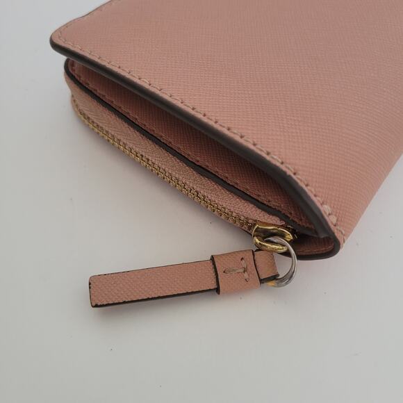 Tory Burch Pink Leather Zip Around Medium Credit Card Wallet Compact Logo - Picture 11 of 12